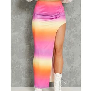 Sunset Slinky Cut Out Maxi Skirt With Slit